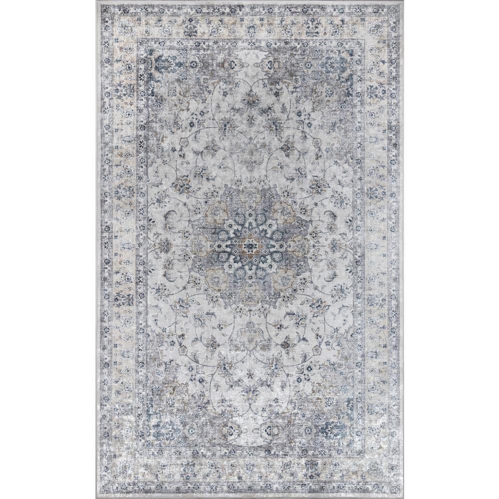Momeni 2'x3' Karachi Talia Accent Rug Gray: Geometric Bohemian Indoor Area Rug with Rubber Backing