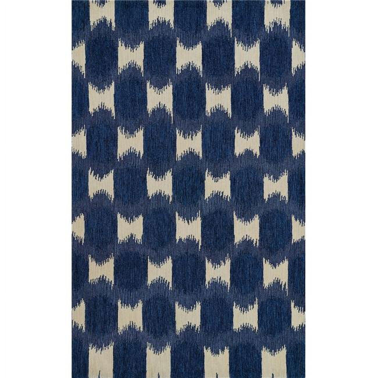 Momeni 5'x8' Leiden Ikat Handtufted Area Rug Navy Blue: Wool, Medium Pile, Classic Pattern, Indoor Use, Rectangle Shape