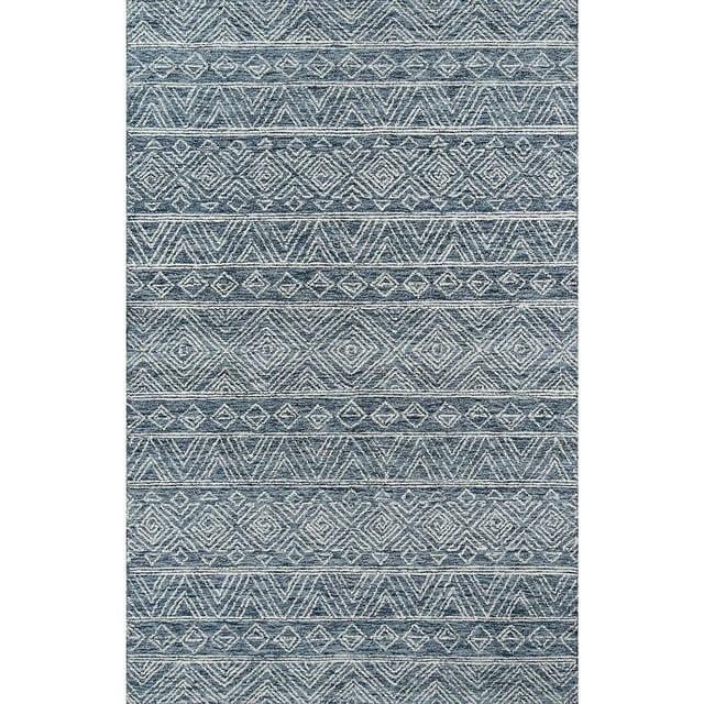 3'6"x5'6" Mallorca Evalyn Area Rug Denim - Momeni: Wool, Geometric, Bohemian, Handmade, Low Pile, Indoor Use