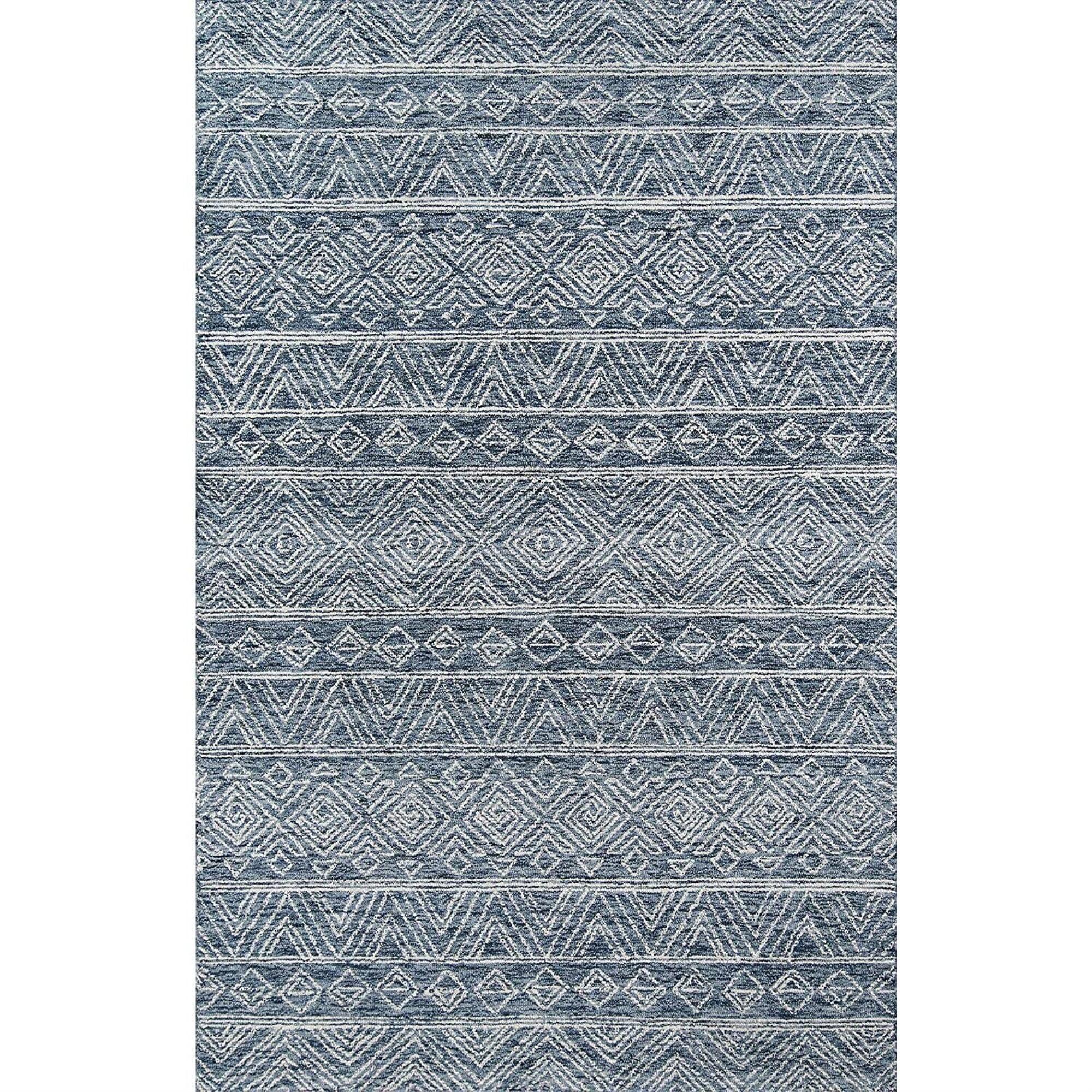 5'x8' Mallorca Evalyn Area Rug Denim - Momeni: Wool, Geometric, Modern, Handmade, Low Pile, Indoor Use