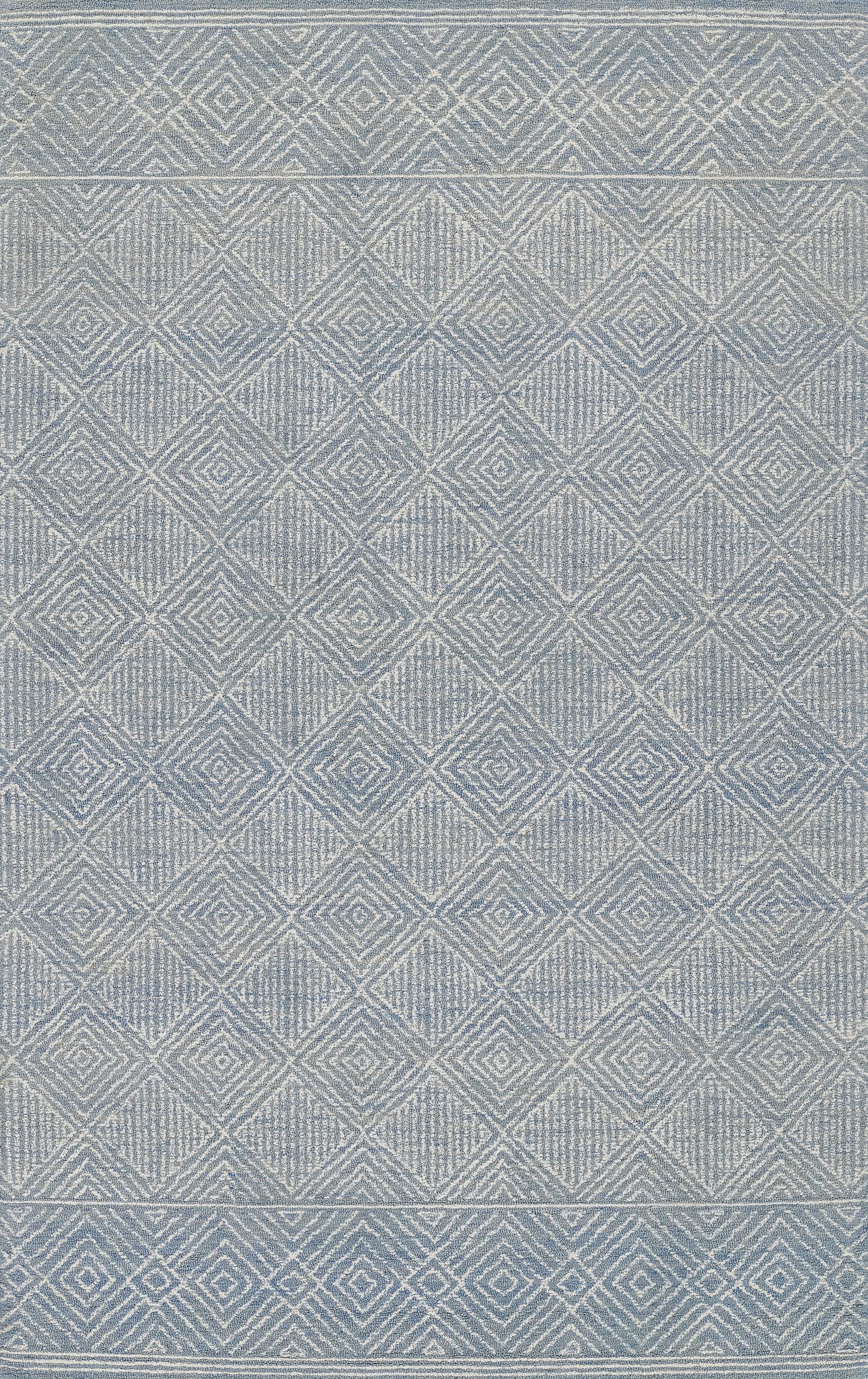 Momeni Mallorca Hand Hooked Wool Geometric Blue Area Rug 2' X 3'