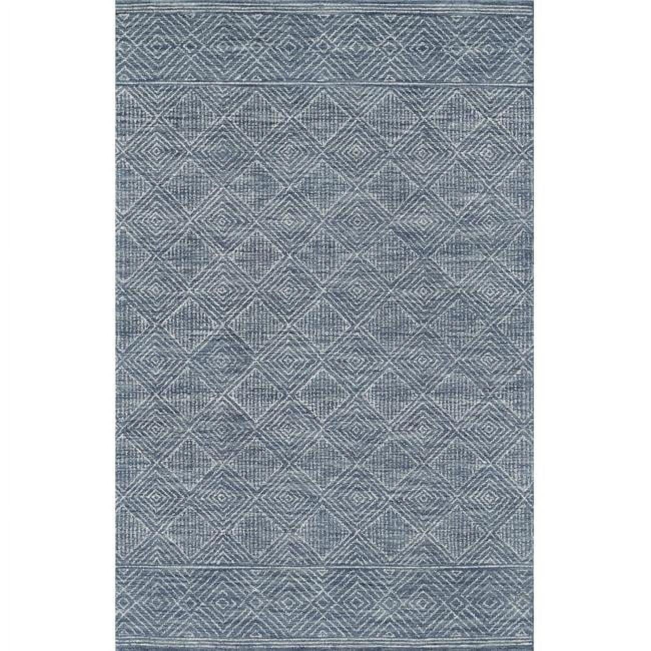 Momeni Mallorca Hand Hooked Wool Geometric Denim Area Rug 9' X 12'