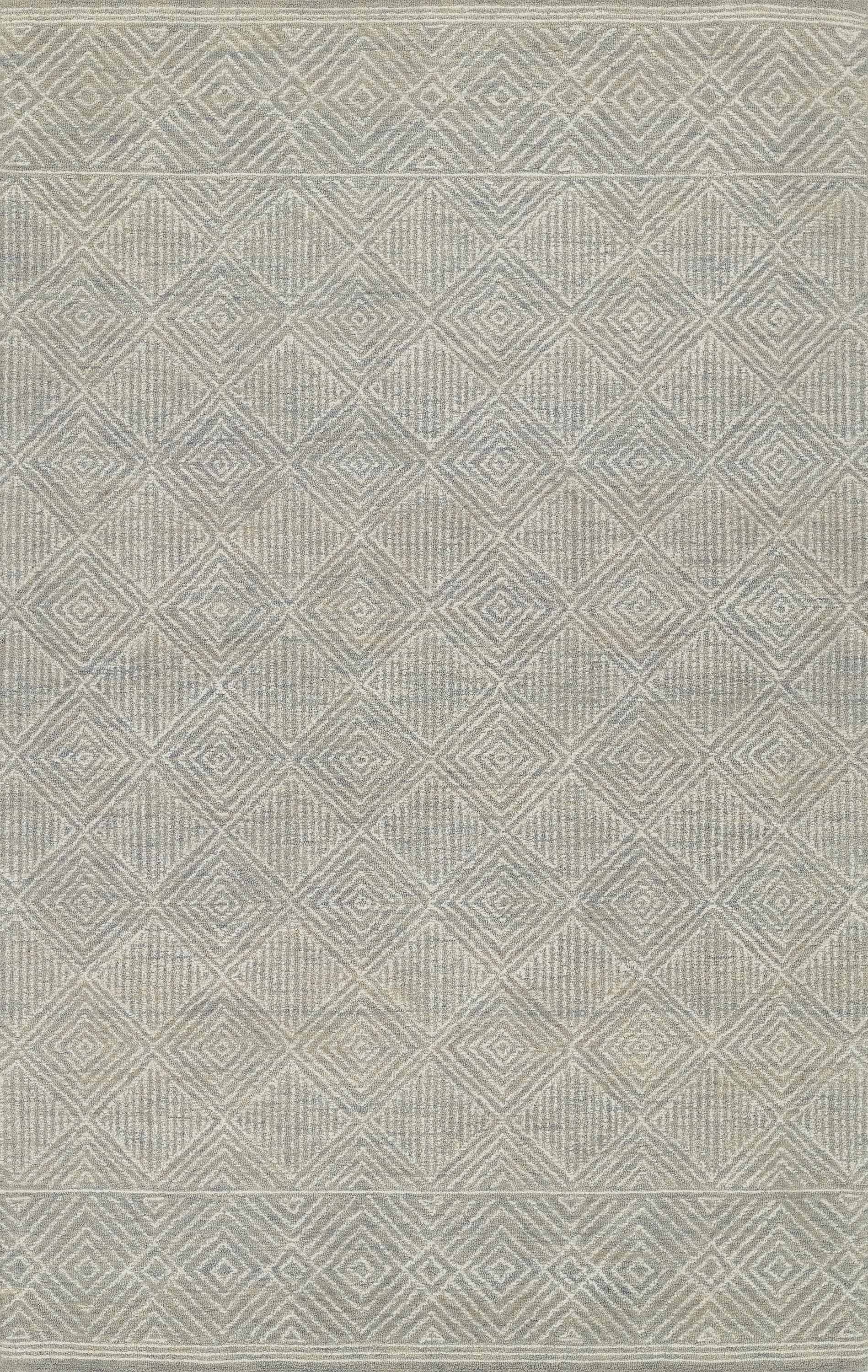 Gray Geometric Hand-Hooked Wool Area Rug 2' x 3'