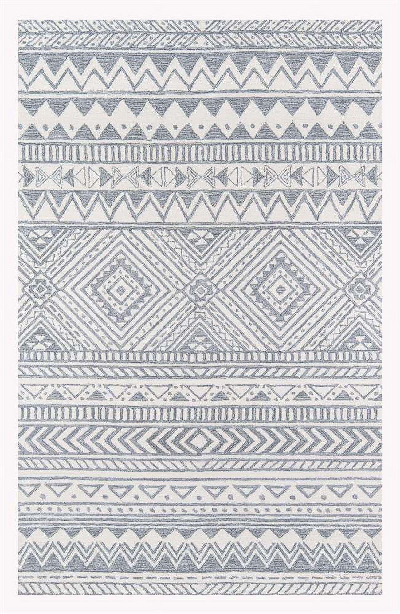 Momeni Mallorca Hand Hooked Wool Grey Area Rug 5' X 8'