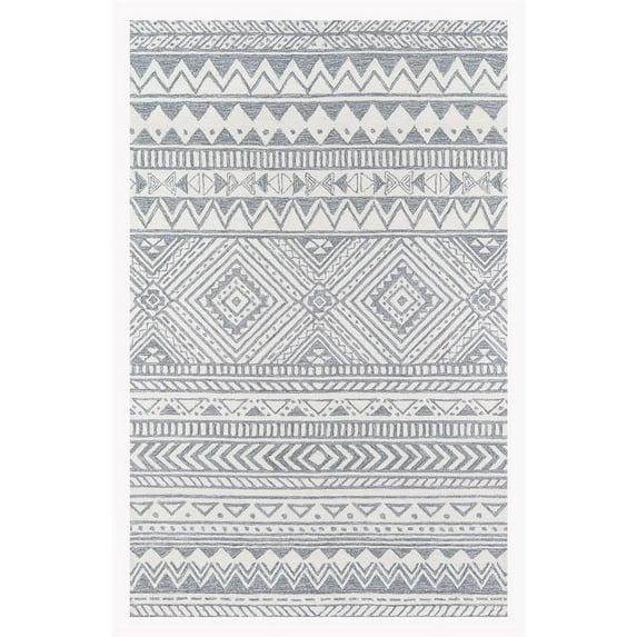 Momeni Mallorca Hand Hooked Wool Grey Area Rug 5' X 8'