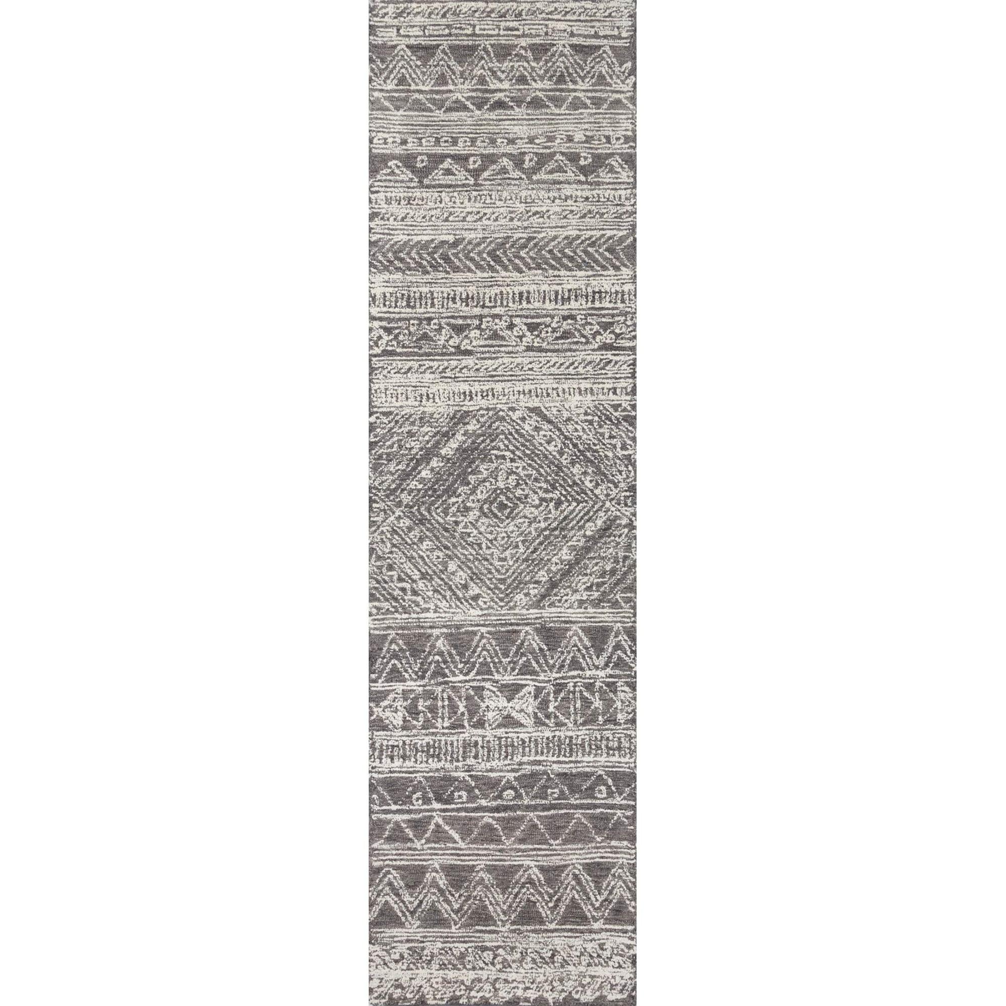 Momeni Mallorca Hand Hooked Wool Grey Runner 2' X 8'