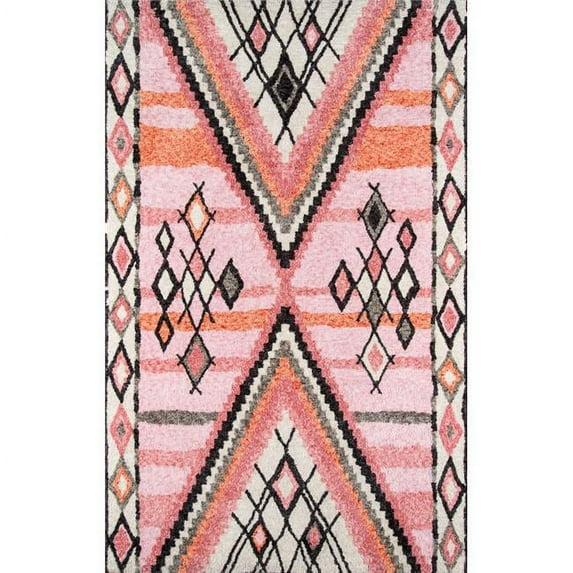 2'3"x8' Shapes Tufted Runner Rug Pink - Momeni: Modern Handmade Hallway Rug, Polyester, Medium Pile, Indoor Use