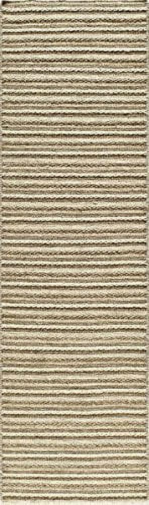 Natural Brown Wool Handwoven Flatweave Reversible Runner Rug