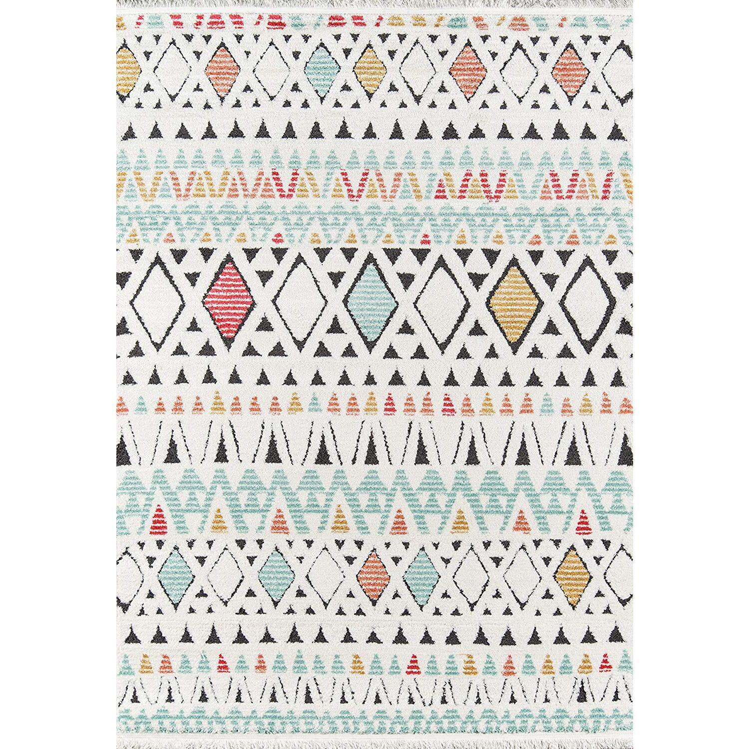 7'6"x9'6" Monaco Femi Area Rug Ivory/Multi - Momeni