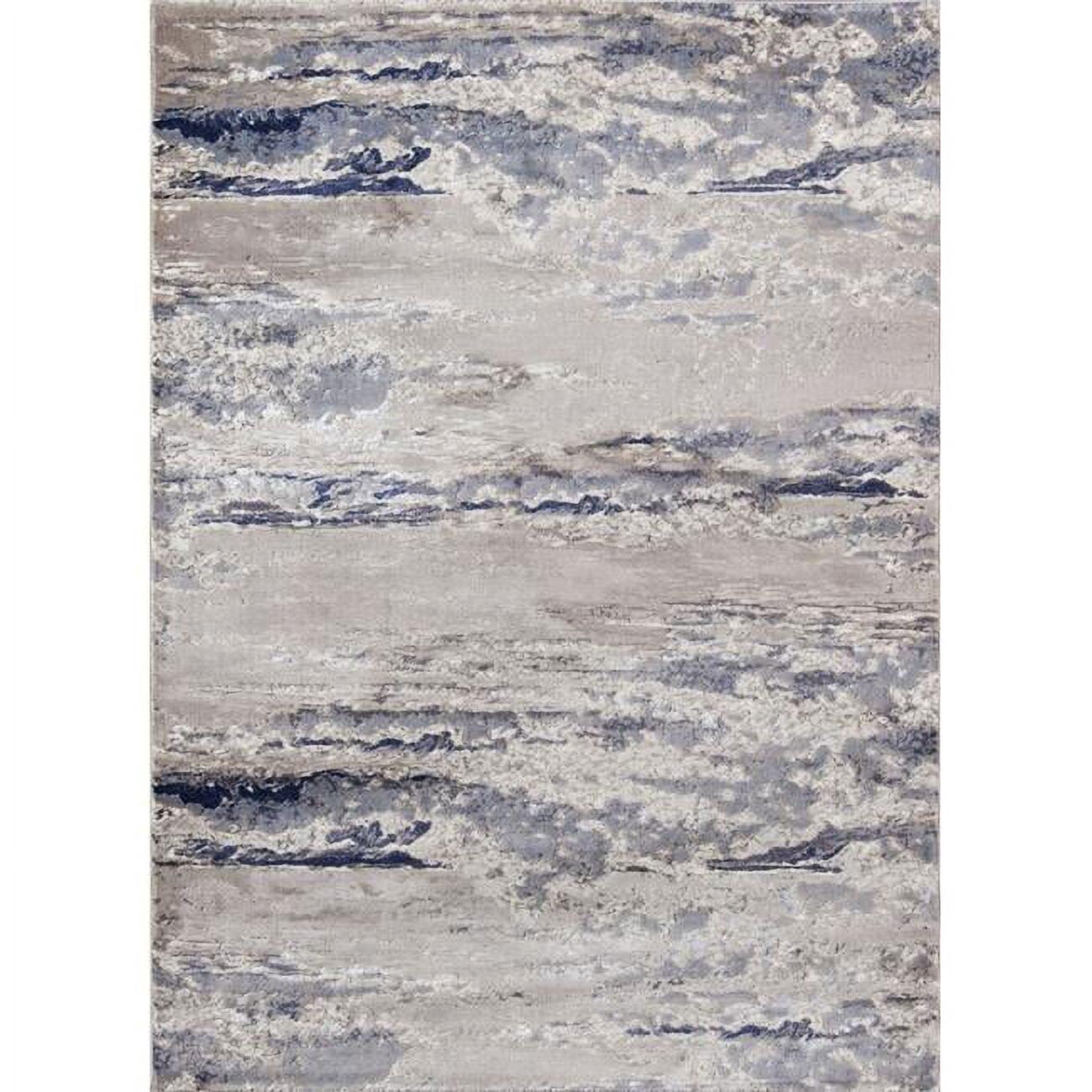 Monterey Blue Abstract Contemporary Low Pile Area Rug, 36"L x 24"W