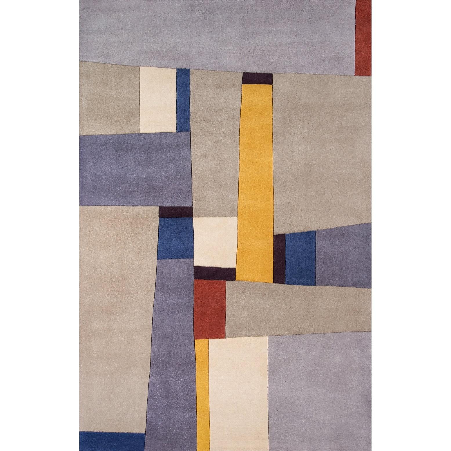 Momeni  New Wave Hand Tufted New Zealand Wool Contemporary Abstract Area Rug 3' 6" x 5' 6" Latex Free 4' x 6' Indoor,Handmade Rectangle