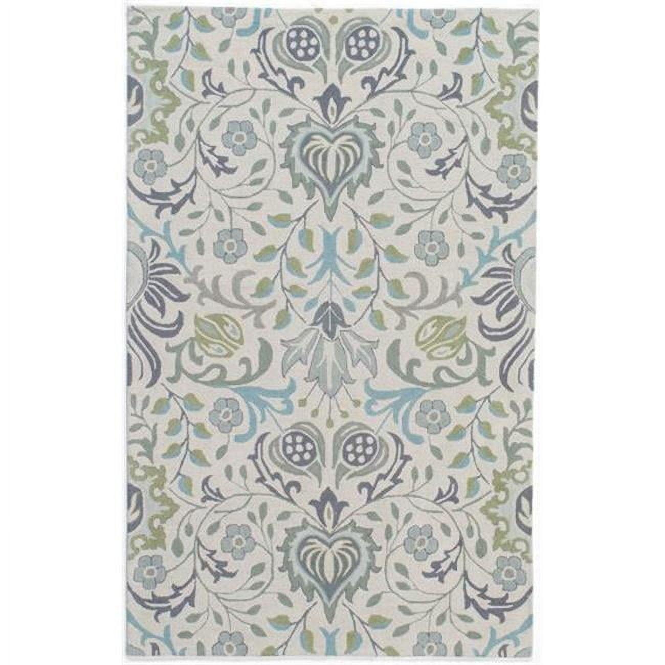 2'3"x8' Runner Ashlei Floral Rug Blue/Green - Momeni: Wool, Handmade, Low Pile, Tufted, Indoor Use, Cotton Backing