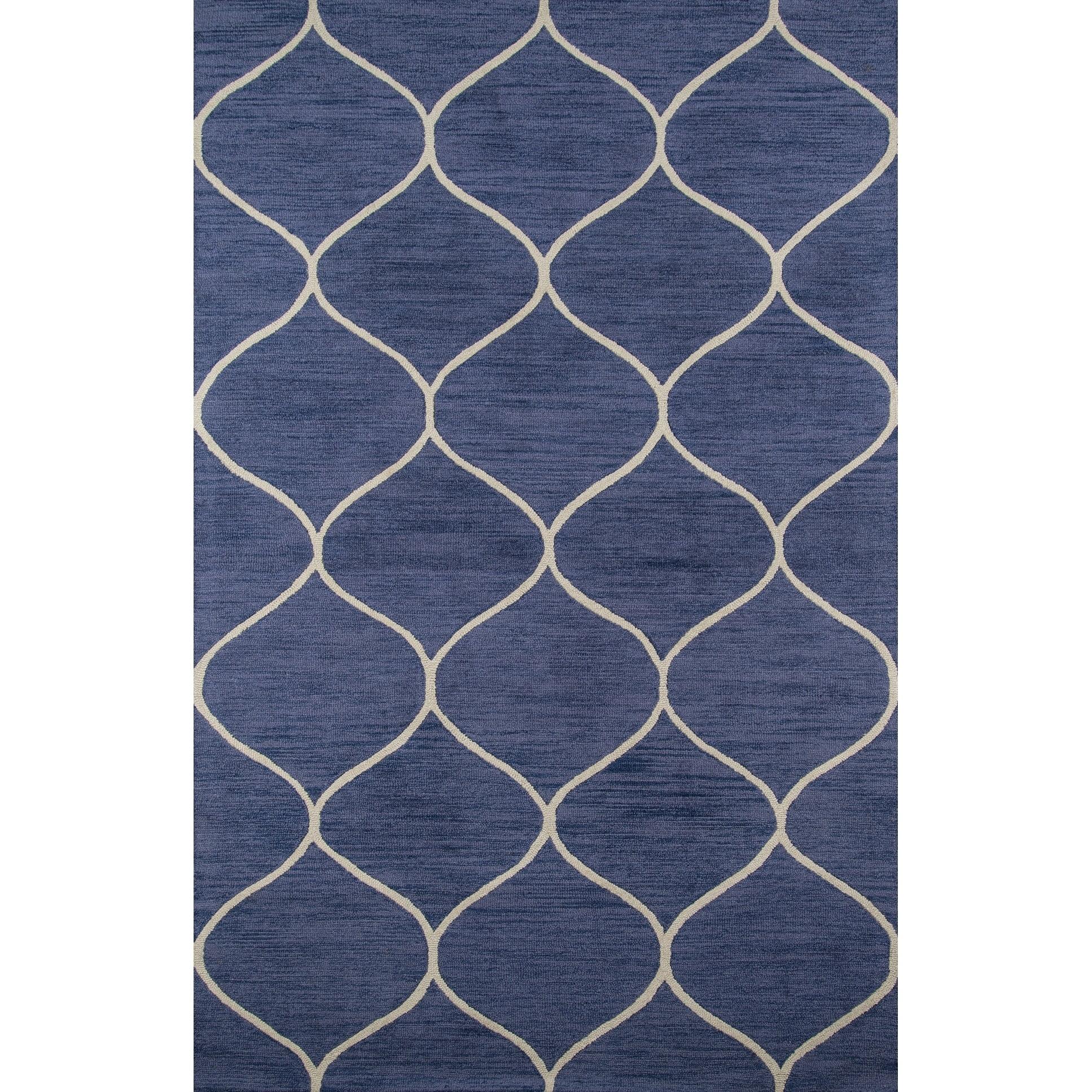 Momeni  Newport Hand Tufted Wool Contemporary Geometric Area Rug Blue 3'9" x 5'9" 4' x 6' Rectangle