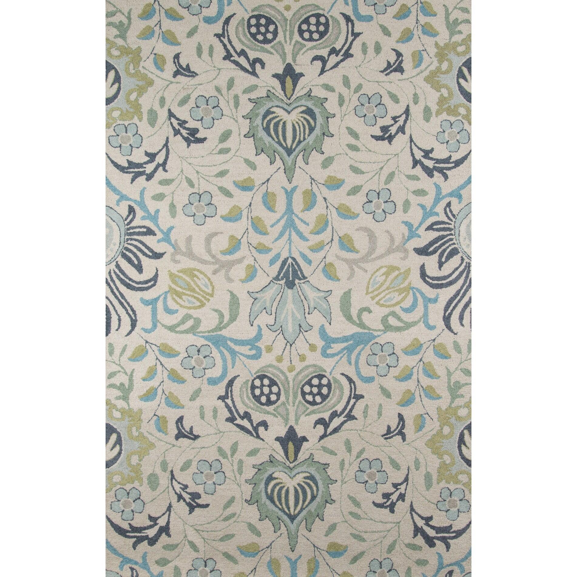 Momeni  Newport Hand Tufted Wool Floral Area Rug Blue 9' x 12' Contains Latex 9' x 12' Indoor,Handmade Living Room,Bedroom,Dining Room
