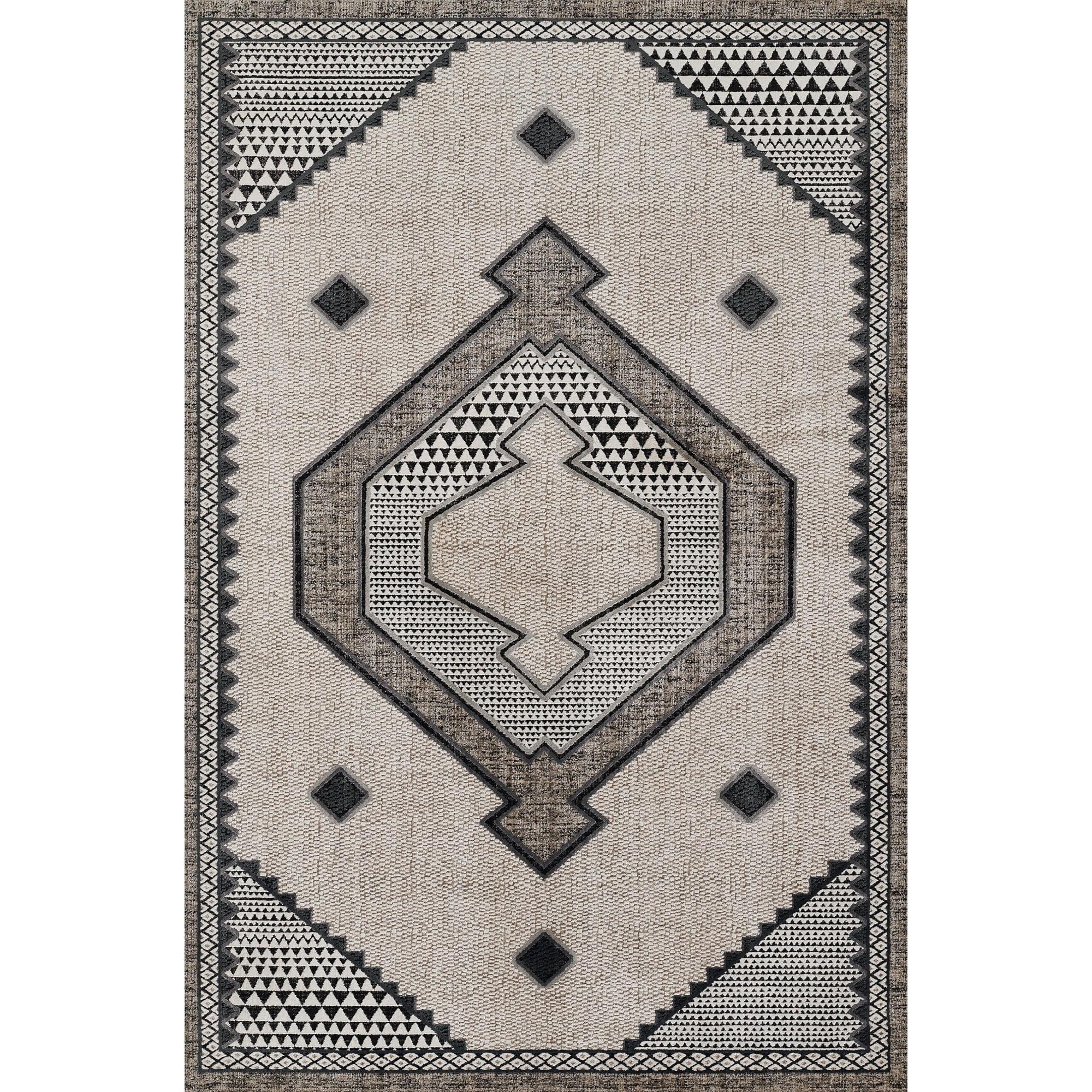 Momeni 9'3"x12'6" Noho Cooper Machine Loomed Area Rug Ivory: Geometric Pattern, Low Pile, Indoor Use, Polyester