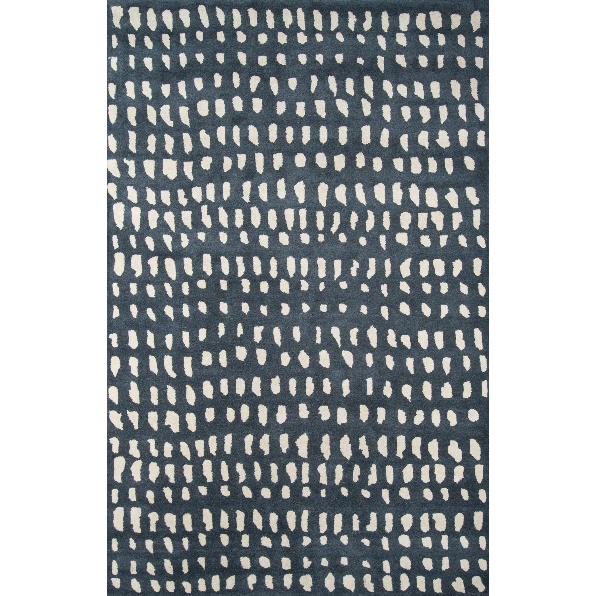 Skyline Decor Novogratz by  Delmar Boho Dots Hand-tufted Wool Area Rug Blue 8' x 10' 8' x 10' Indoor, Handmade Ivory Rectangle