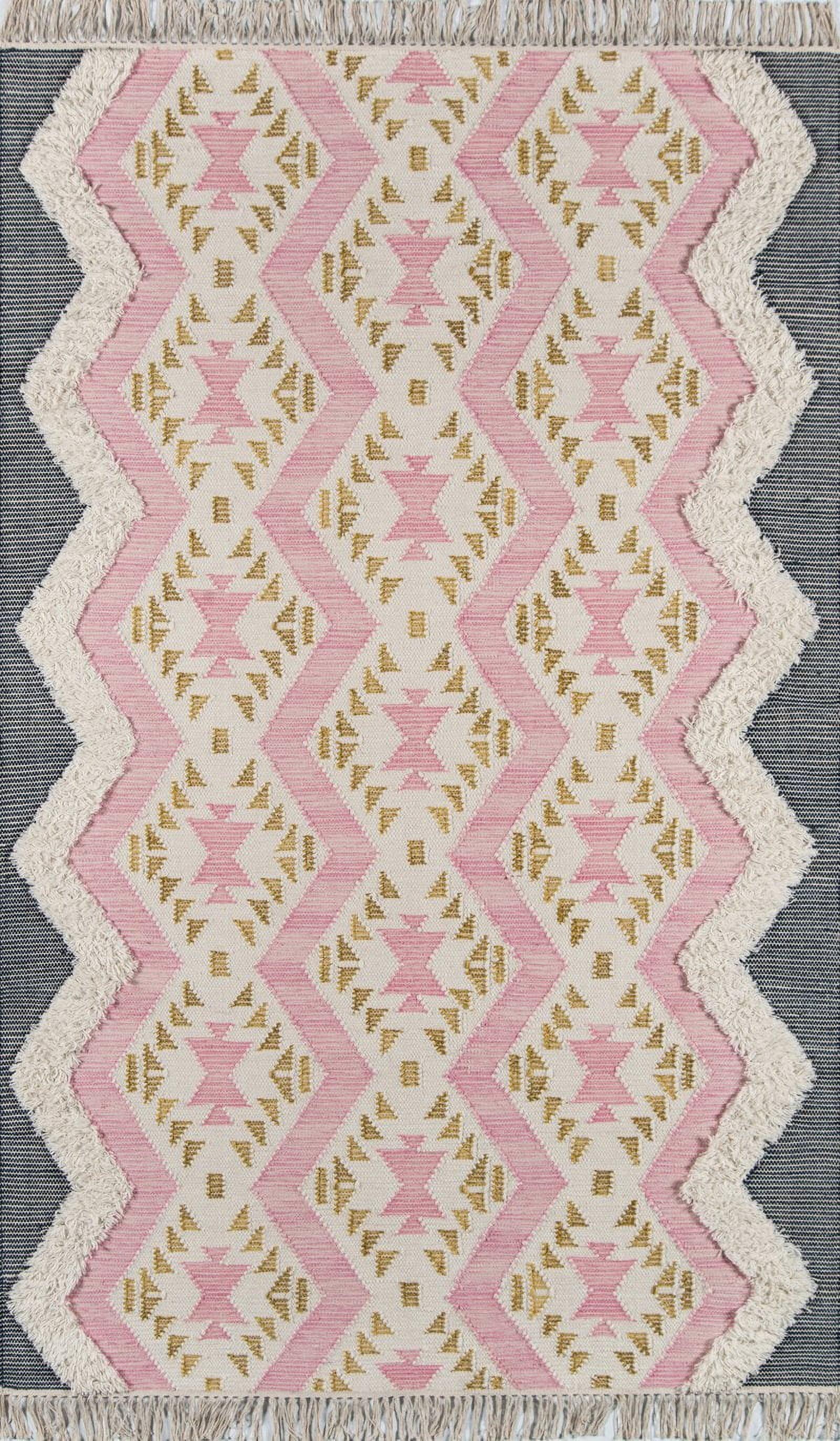 Momeni Novogratz by Momeni Indio Beverly Wool Hand Made Area Rug Pink 5' X 7'