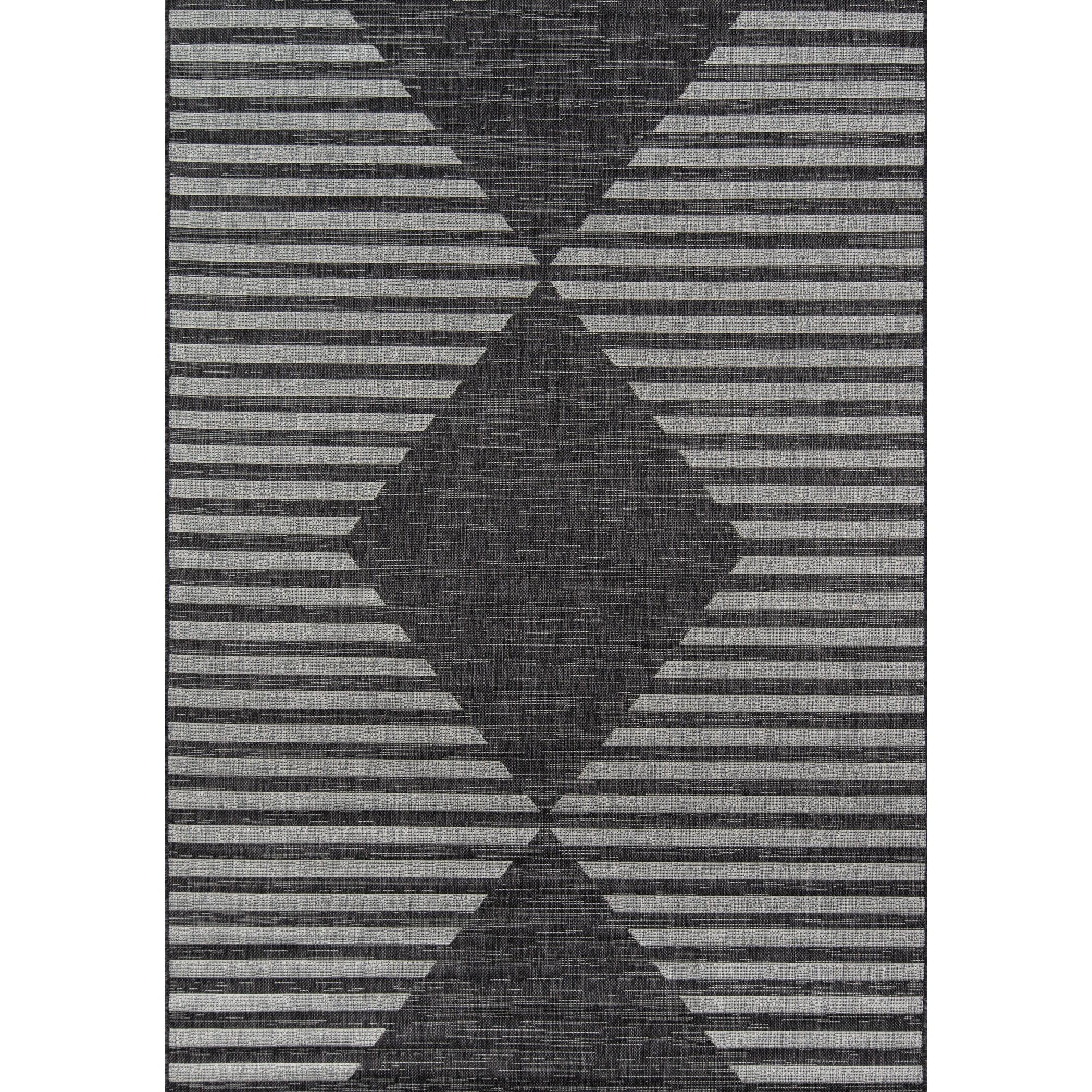 Charcoal Geometric Washable Rectangular Synthetic Rug 3'3" x 5'