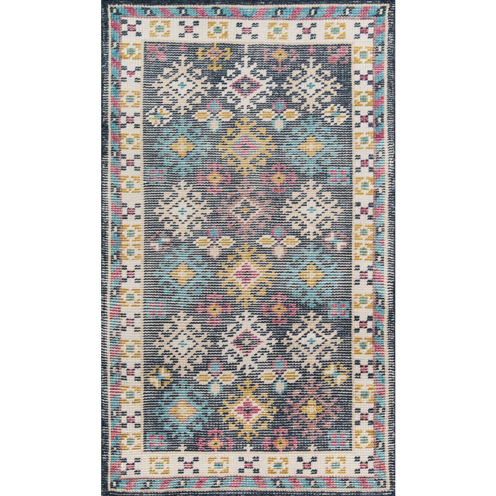 2'x3' Ophelia Accent Rug Ivory/Aqua Green - Momeni: Handmade Wool & Cotton, Bohemian Geometric, Medium Pile Rug