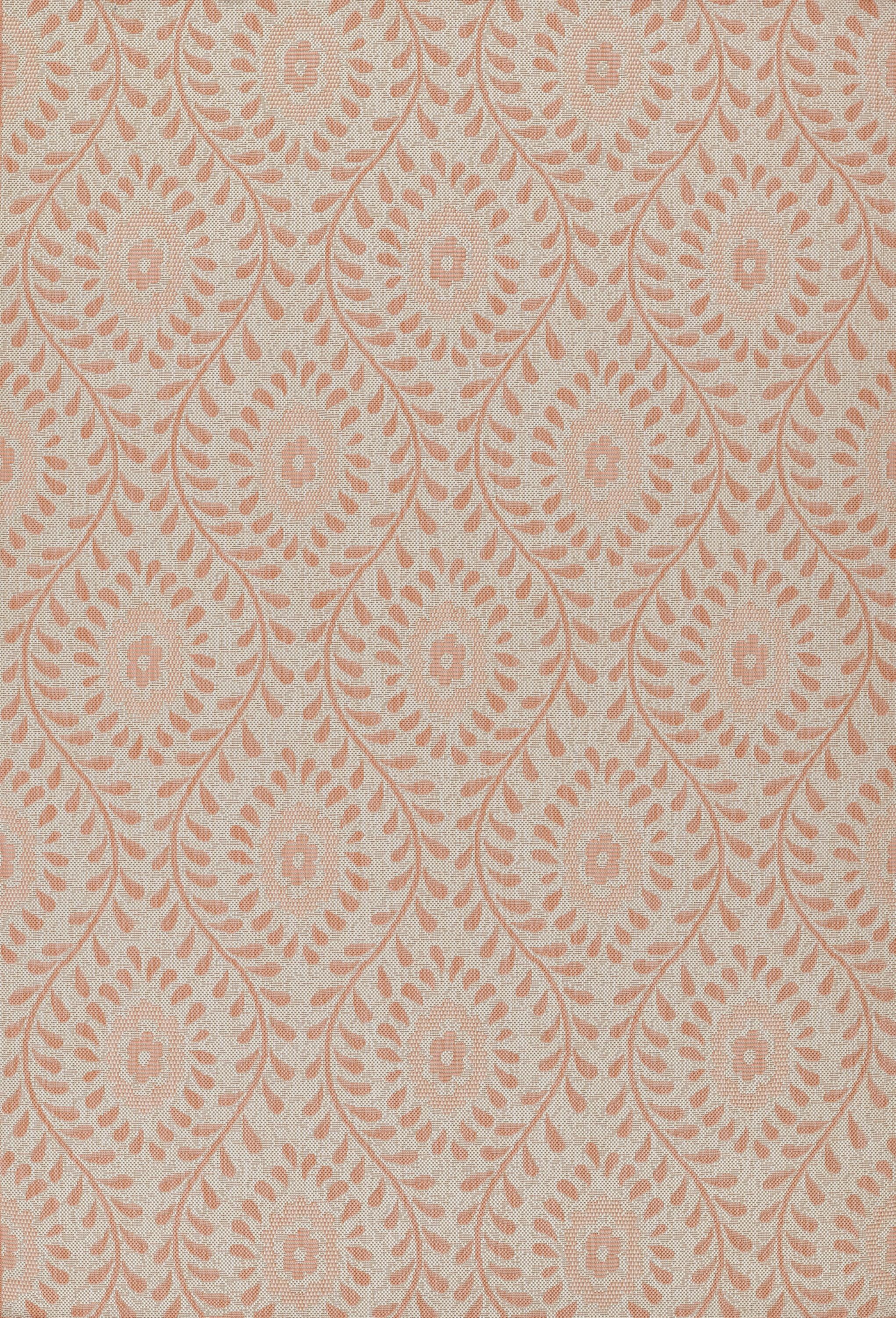 Momeni 4'1"x6' Riviera Adrian Area Rug Coral: Geometric Pattern, Indoor/Outdoor, Low Pile, Polypropylene, Machine Made