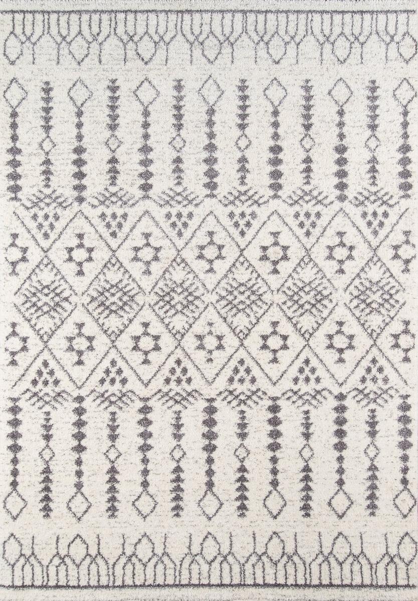 Ivory Geometric Wool Flat Woven Rectangular Area Rug