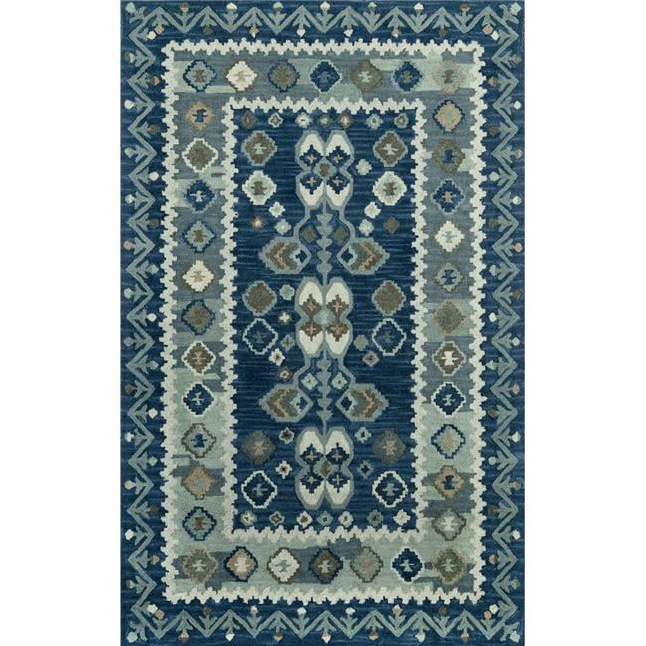 Momeni Tangier Traditional Hand Tufted Wool Blue Area Rug 7'6" X 9'6"