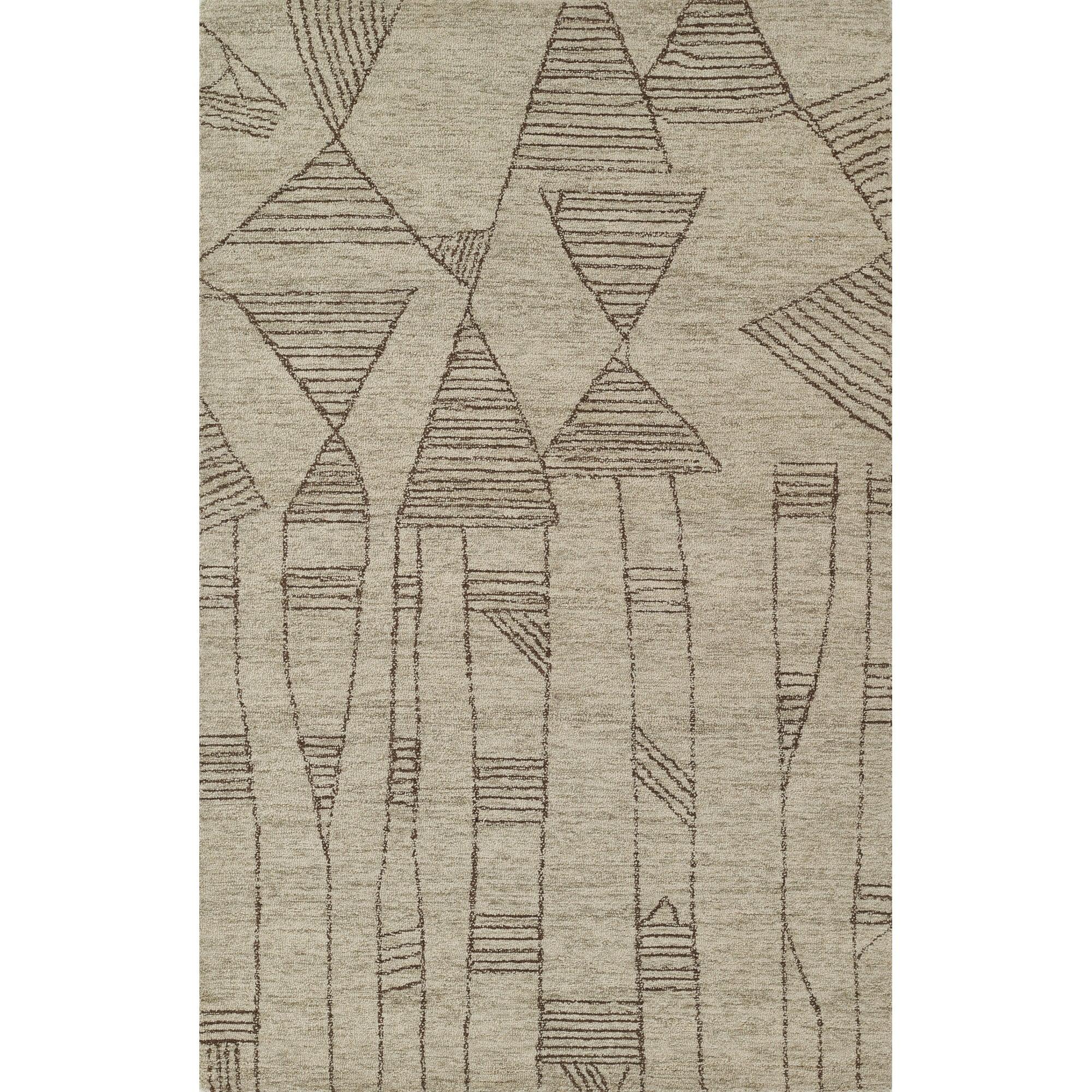 Momeni 5'x8' Teppe Geometric Handtufted Area Rug Gray: Wool, Low Pile, Indoor, Rectangle, Classic Pattern