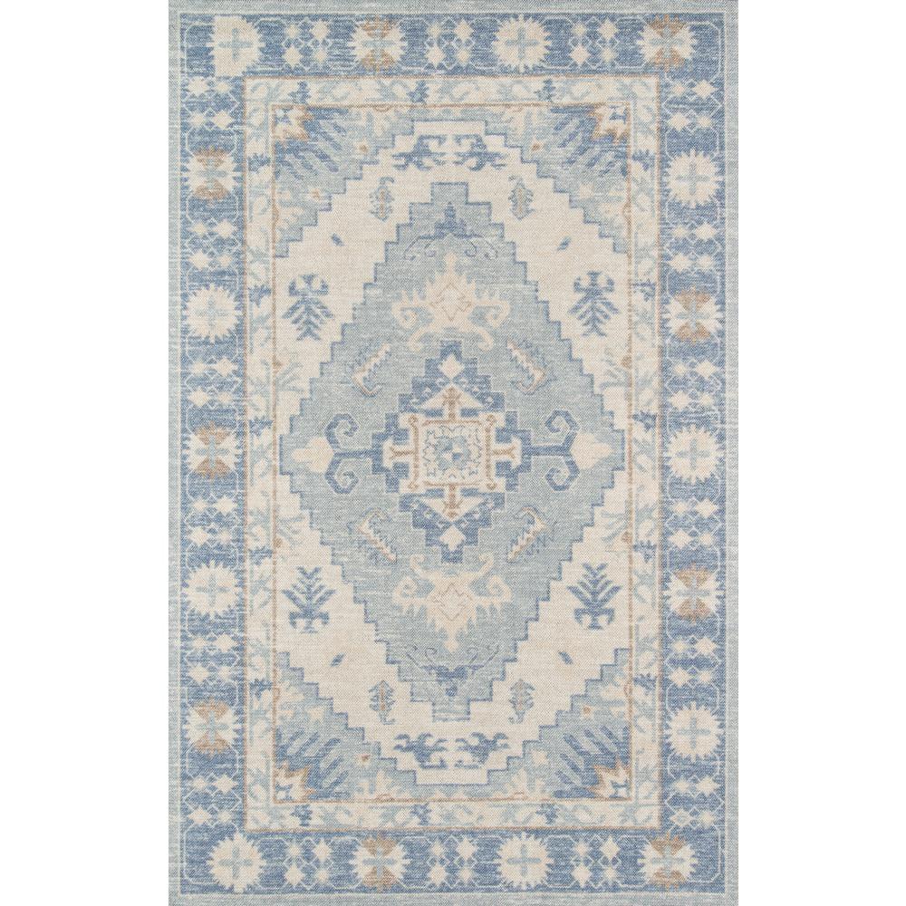 Momeni 6'6"x9' Anatolia Jaz Medallion Machine Loomed Area Rug Blue: Wool & Nylon, Low Pile, Classic Rectangle Design
