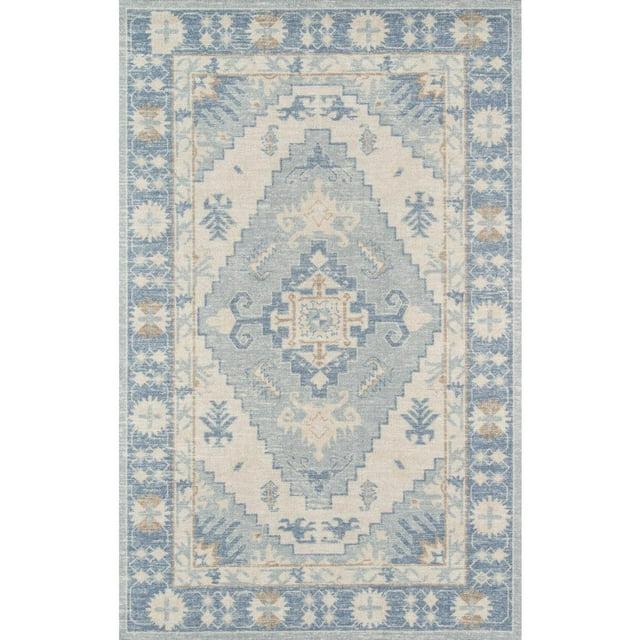 Momeni 9'9"x12'6" Anatolia Jaz Medallion Machine Loomed Area Rug Blue: Wool & Nylon, Low Pile, Indoor Classic Rectangle