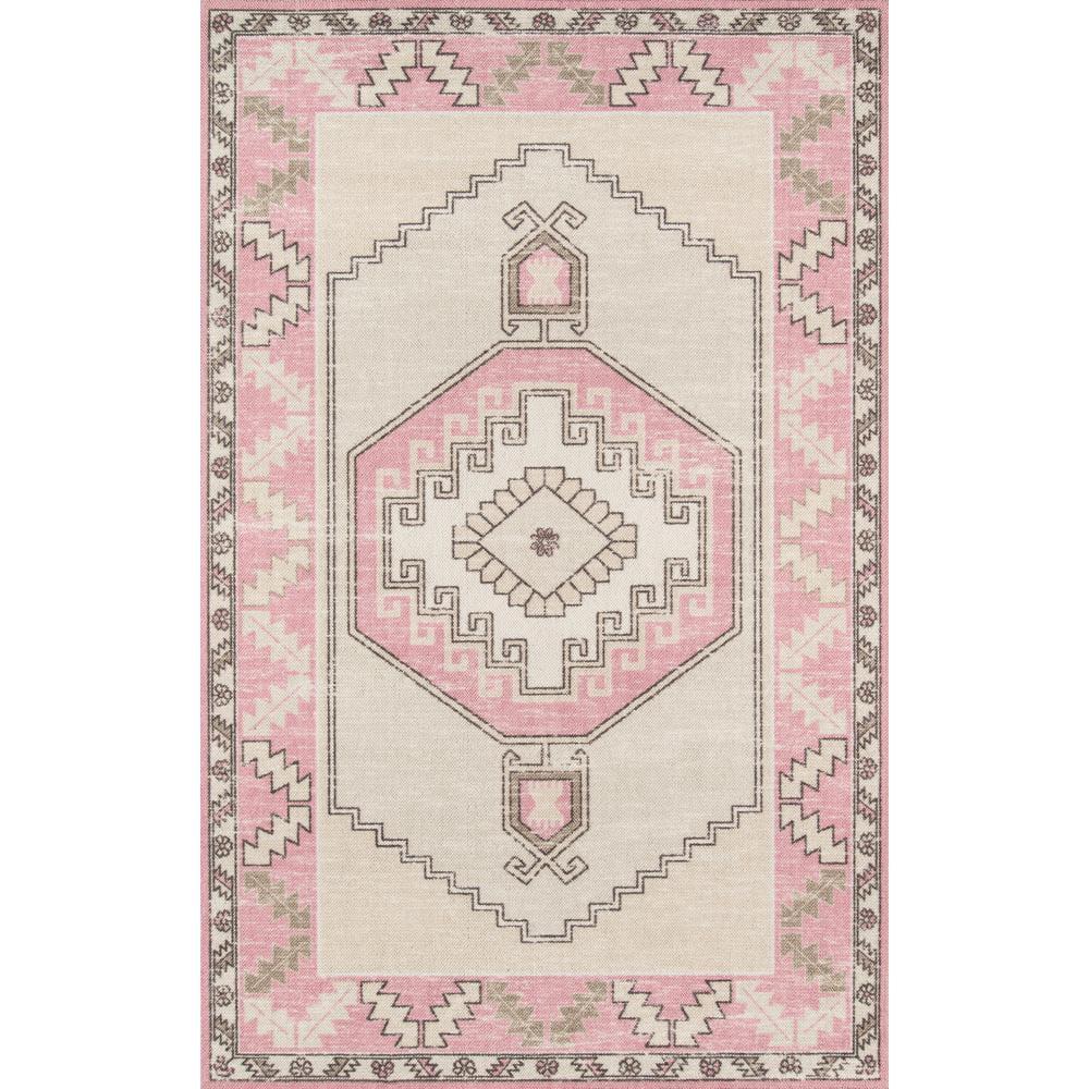2'x3' Anatolia Owen Accent Rug Pink - Momeni: Traditional Wool & Nylon Low Pile Medallion Indoor Area Rug