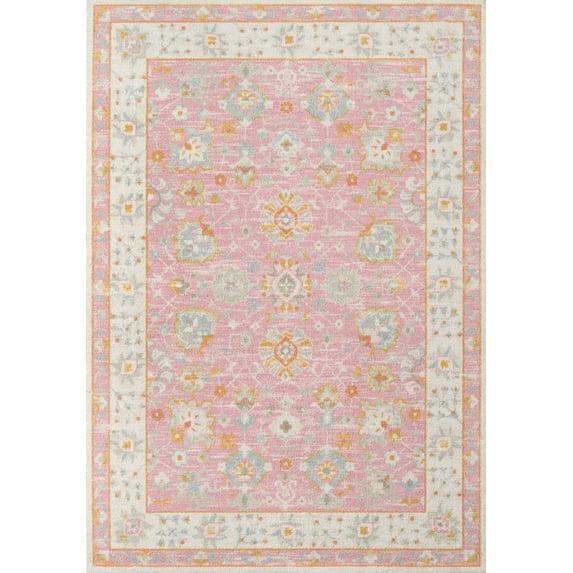 9'9"x12'6" Anatolia Riylnn Area Rug Pink - Momeni: Bohemian Floral Wool & Nylon, Low Pile, Indoor Use