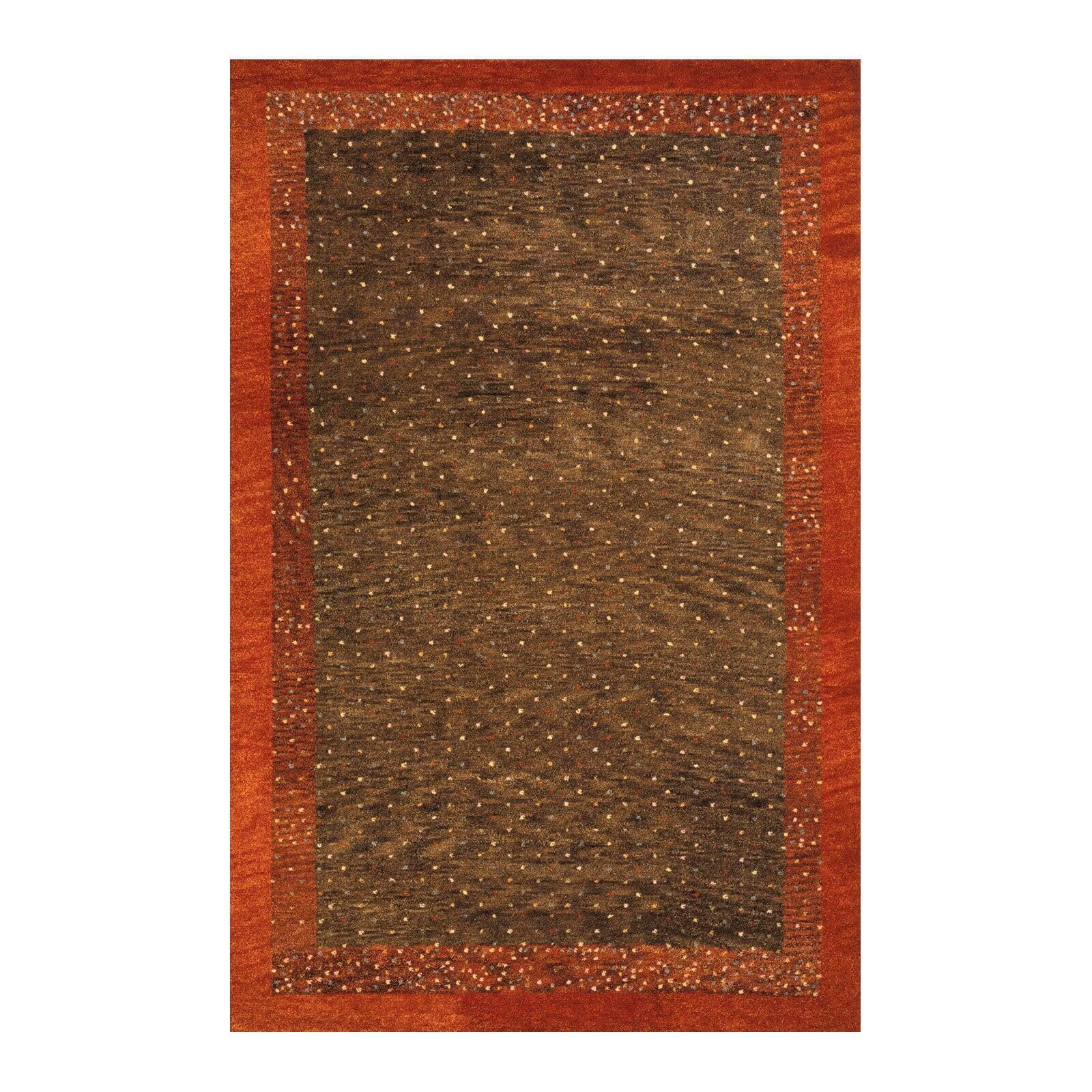 Hand-Knotted Brown Wool Polka Dots Rug 2' x 3'