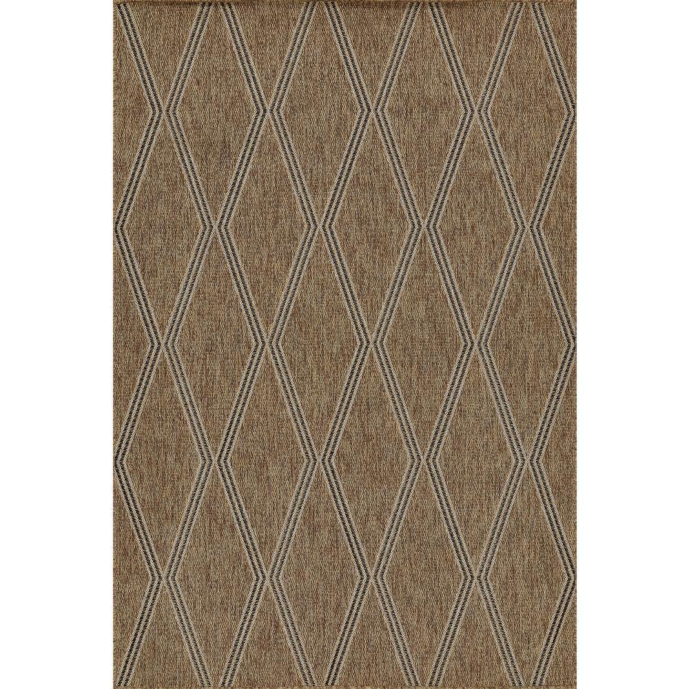 Momeni 6'6"x9' Hampton Ozzy Machine Loomed Indoor/Outdoor Area Rug Natural: Geometric Rectangle, Low Pile Polypropylene