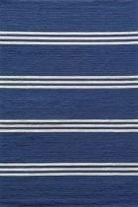 Handmade Blue and White Striped Outdoor Rug