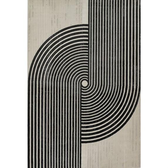 Momeni 7'10"x9'10" Xander Dean Machine Loomed Area Rug Ivory: Geometric Pattern, Low Pile, Indoor Use, Jute Backing