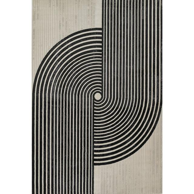Momeni 7'10"x9'10" Xander Dean Machine Loomed Area Rug Ivory: Geometric Pattern, Low Pile, Indoor Use, Jute Backing