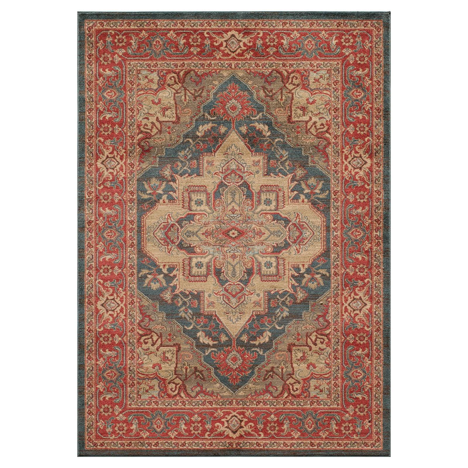 Momeni  Ghazni Traditional Medallion Area Rug Navy 5'3" x 7'6" 5' x 8' Accent, Indoor Rectangle