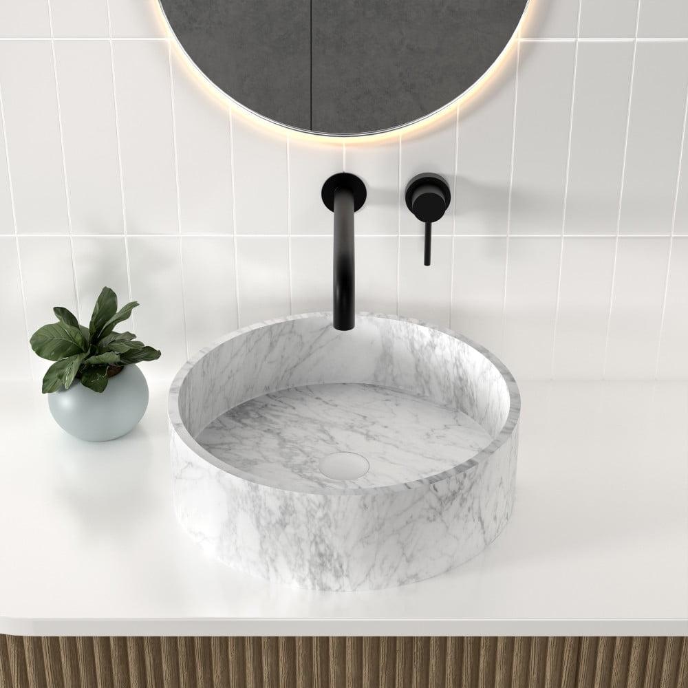 Monaco 17" Round Vessel Bathroom Sink in Marbled Grey