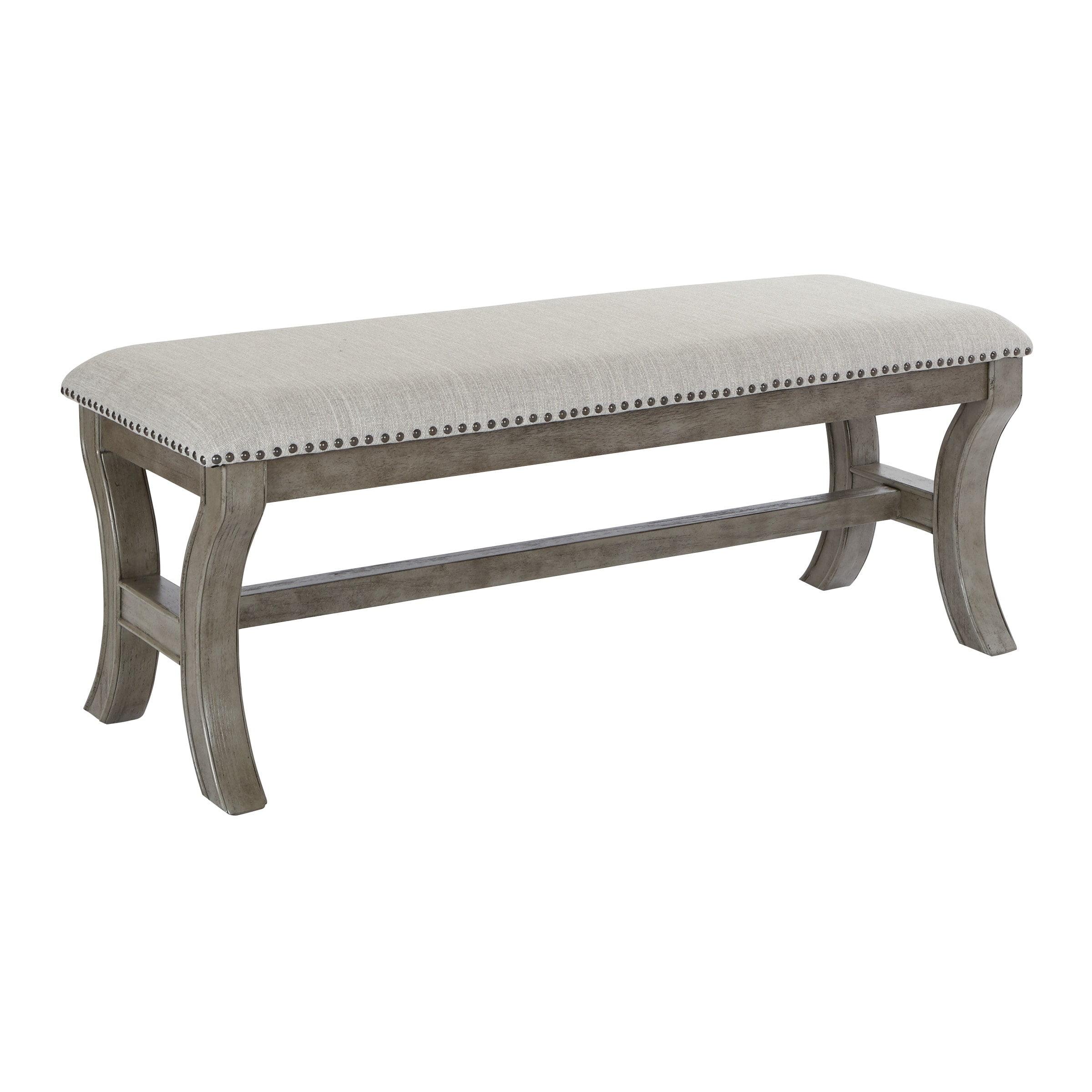 Monaco 48" Gray Fabric Bench with Antique Grey Base