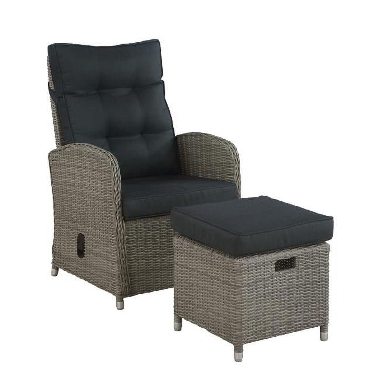 Monaco 2pc Wicker Outdoor Recliner & Ottoman - Gray - Alaterre Furniture: All-Weather, Water-Resistant Patio Set