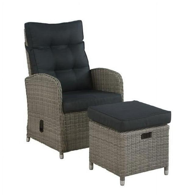 Monaco 2pc Wicker Outdoor Recliner & Ottoman - Gray - Alaterre Furniture: All-Weather, Water-Resistant Patio Set