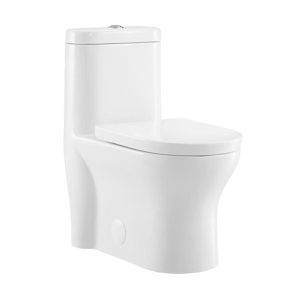 White Ceramic Elongated Dual Flush One-Piece Toilet