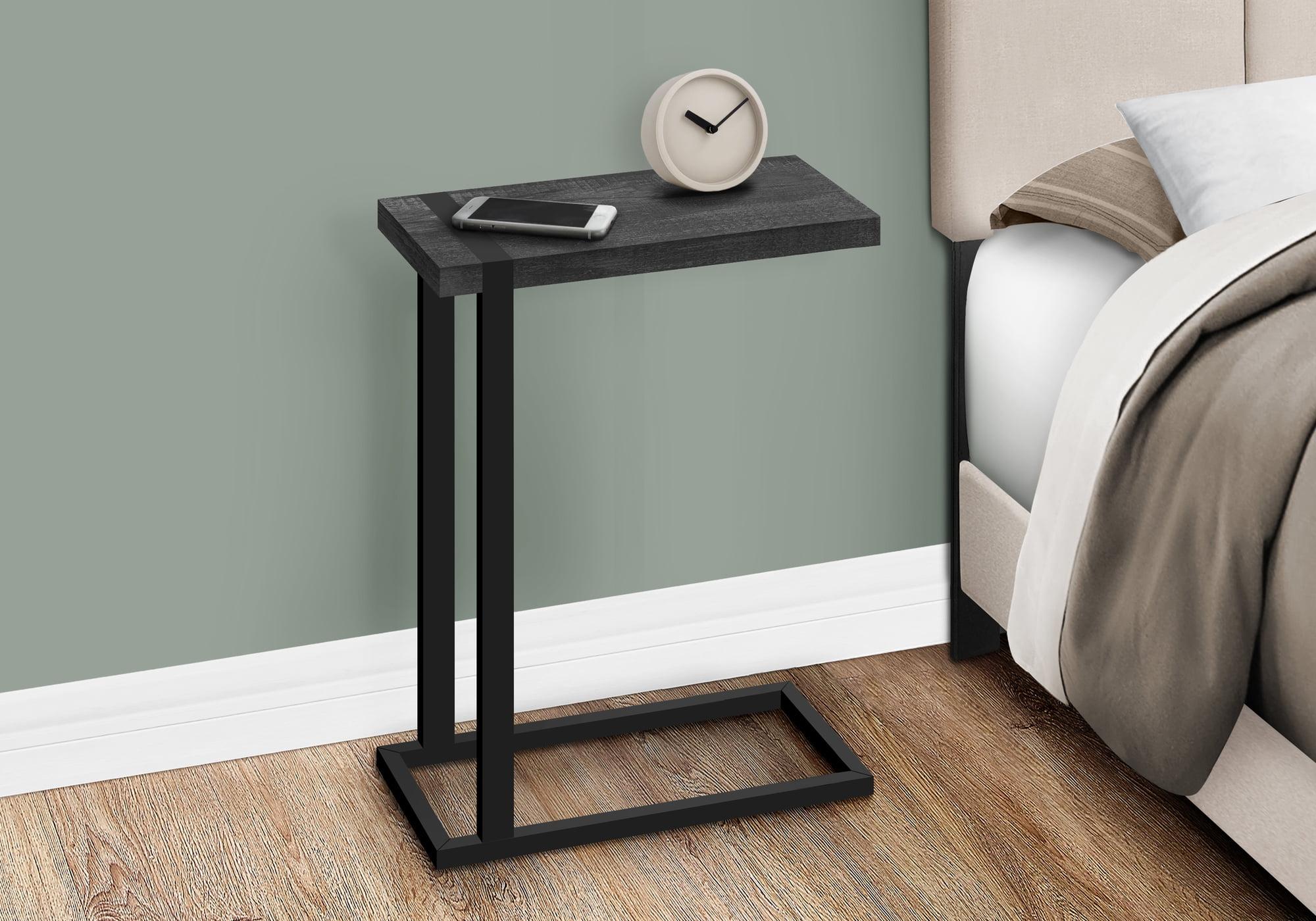 Monarch Specialties Accent Table, C-shaped, End, Side, Snack, Living Room, Bedroom, Black Laminate, Black Metal, Contemporary, Modern