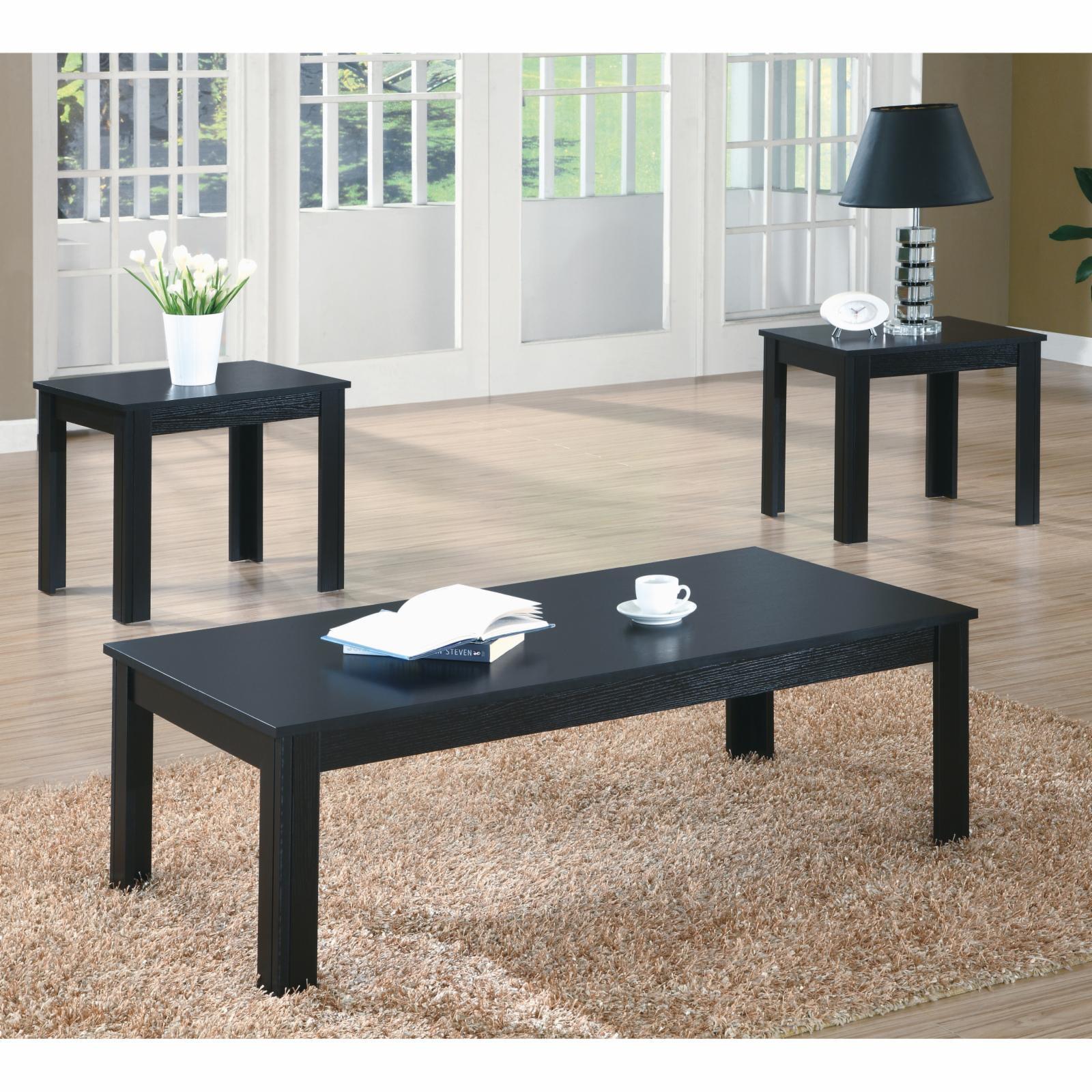 Transitional Black Oak 3-Piece Coffee & End Table Set