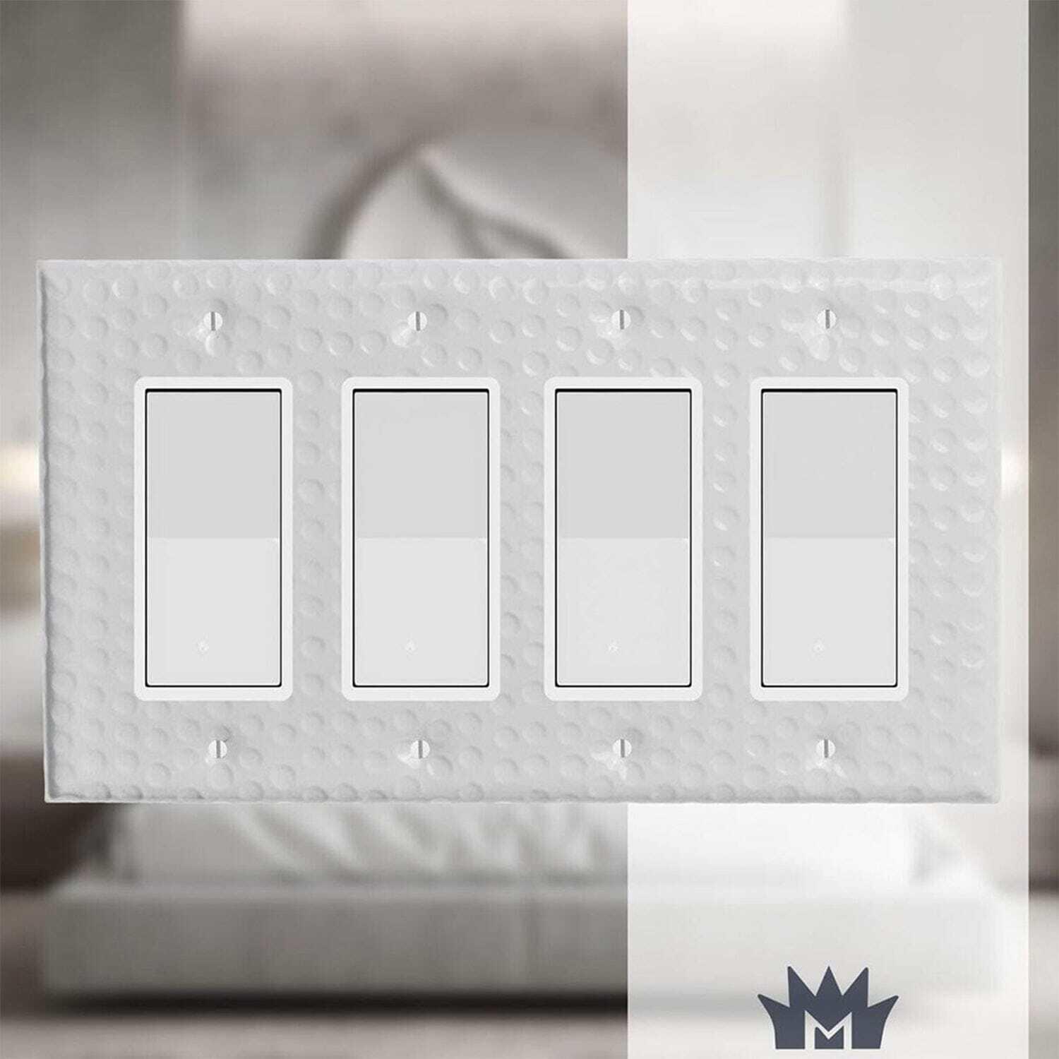 Monarch Abode Hand Hammered 4-Gang Rocker Light Switch Standard Wall Plate