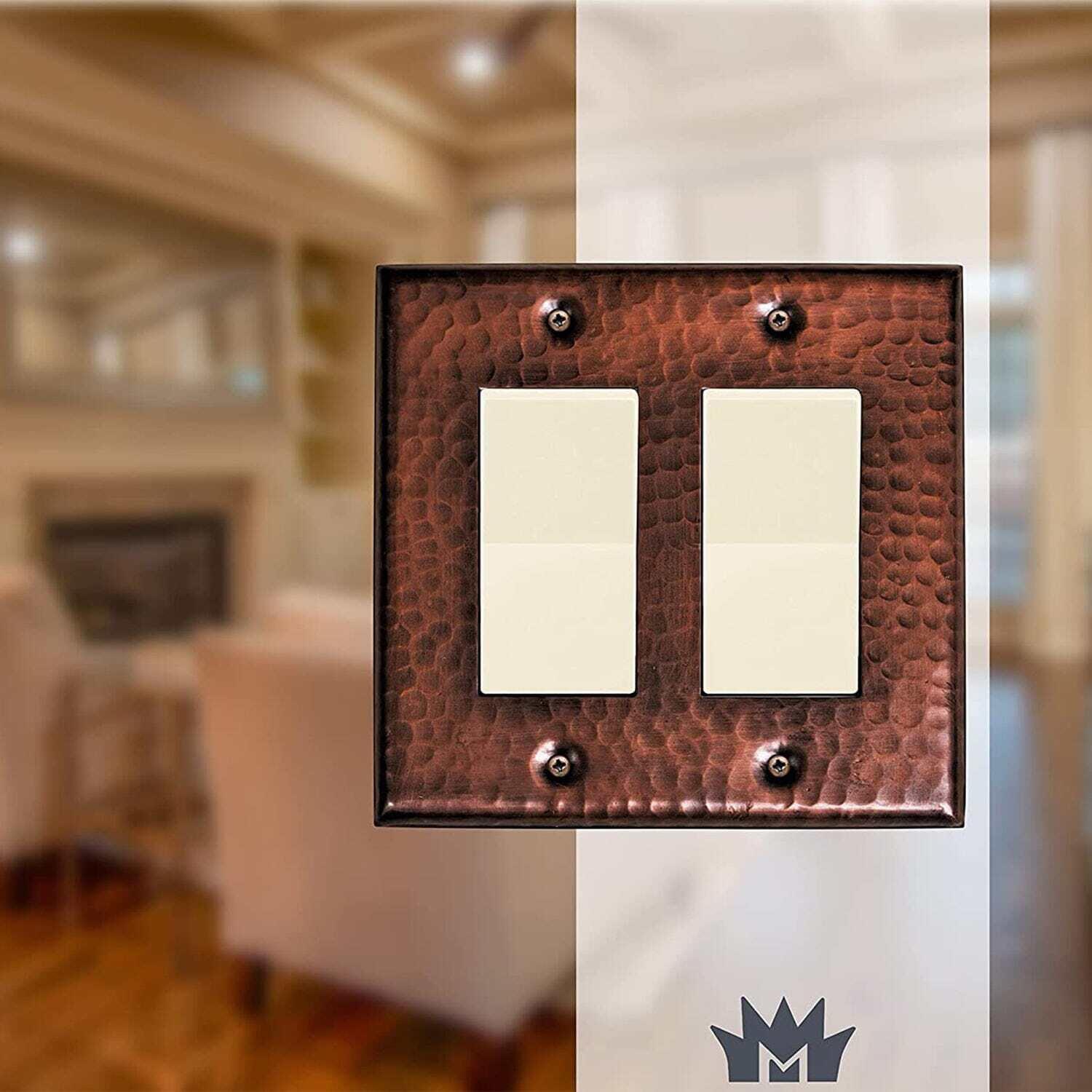 Monarch Abode Hand Hammered 2 - Gang Rocker Standard Wall Plate