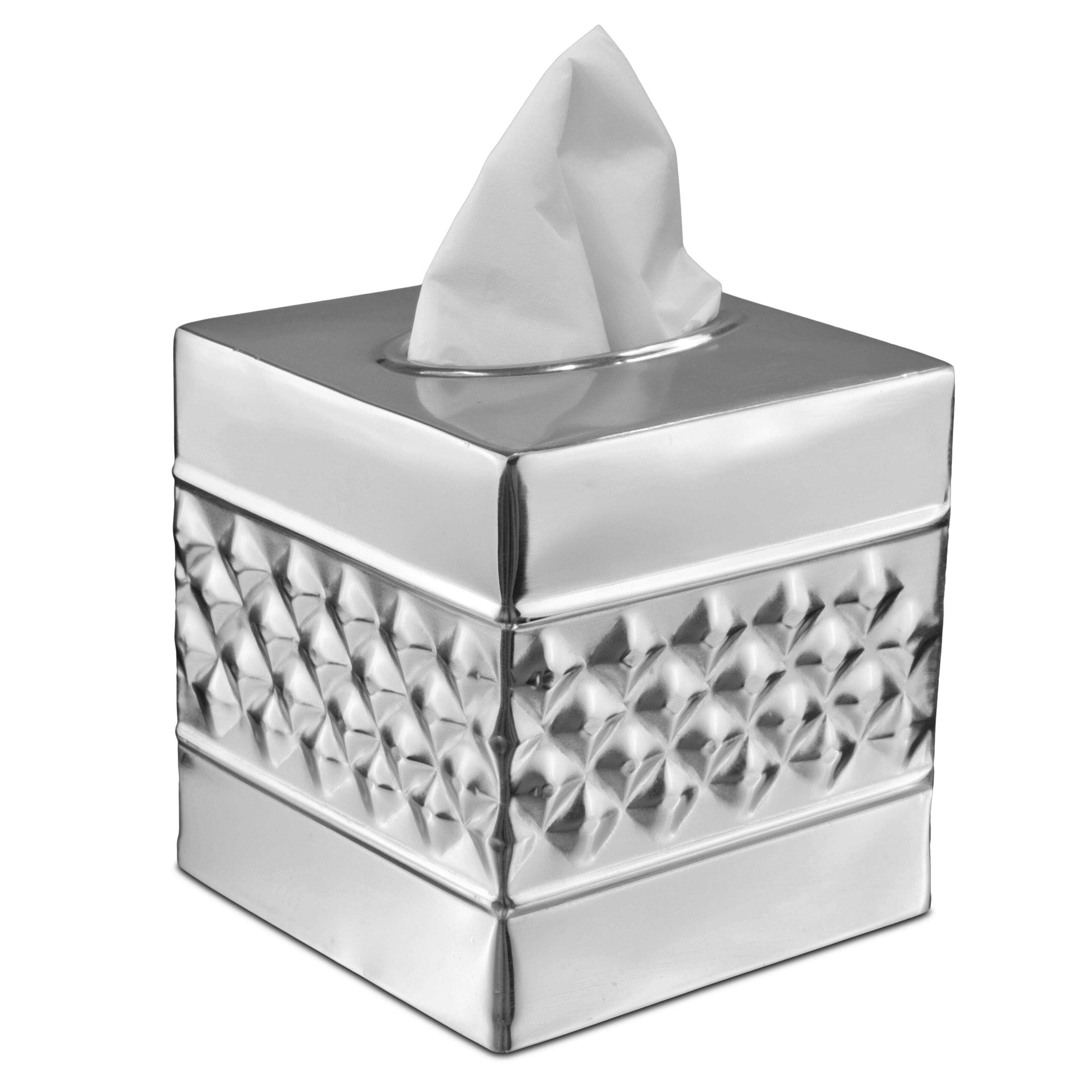 Monarch Abode Geometric Embossed Metal Tissue Box Cover