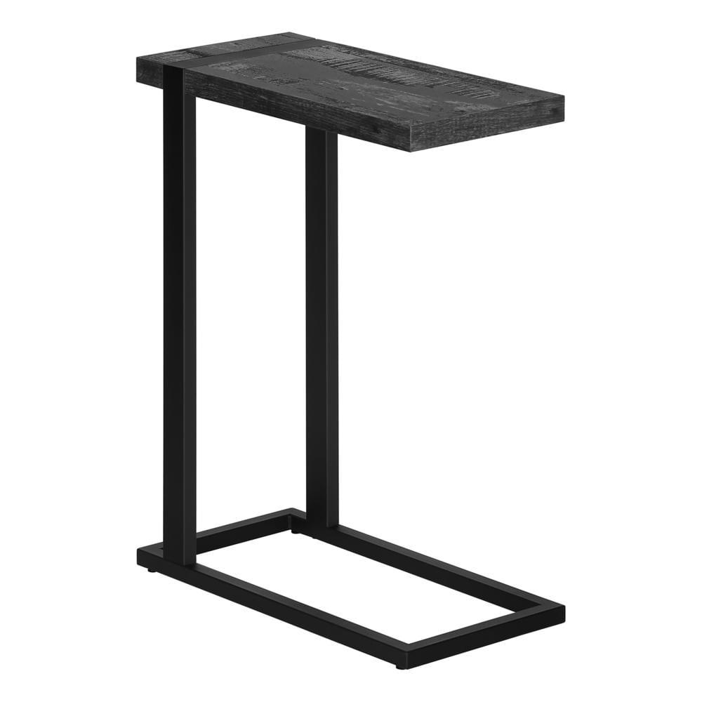 Monarch Specialties Accent Table, C-shaped, End, Side, Snack, Living Room, Bedroom, Black Laminate, Black Metal, Contemporary, Modern