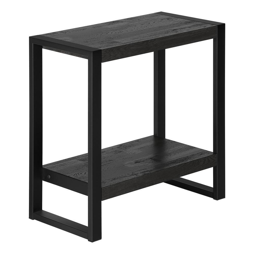 Monarch Specialties Accent Table Side End Nightstand Lamp Living Room Bedroom Metal Laminate Black Contemporary Modern