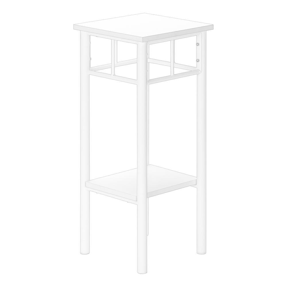 Elegant 28" White Square Metal & Wood 2-Tier Accent Table